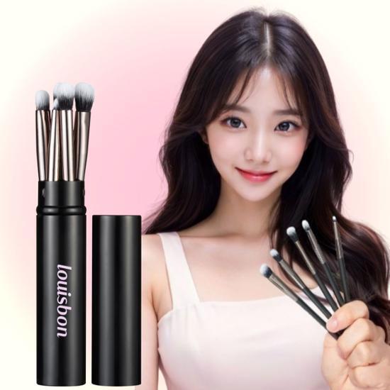 Louisbon Ultra-Soft Feather Touch Makeup Brush Set featuring 5 essential beauty tools for flawless makeup application.