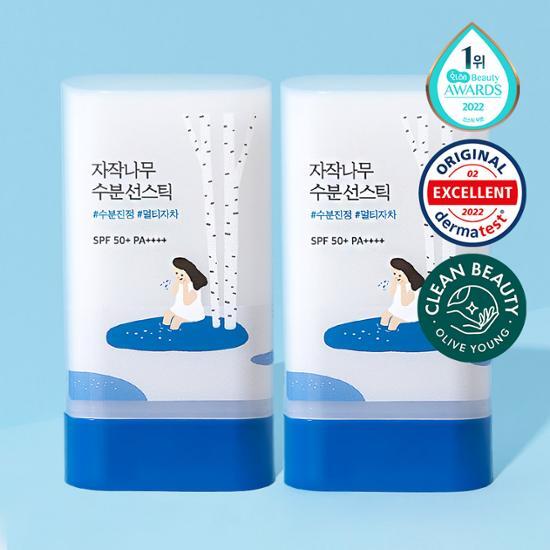 Alt text: Round Lab Birch Moisture Sun Stick 19g - K-Beauty skincare product for sun care, featuring a lightweight formula for effective UV protection.