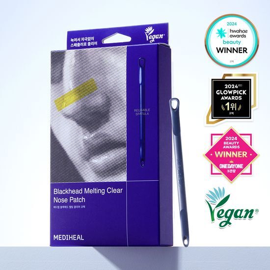 Package of Mediheal Blackhead Melting Clear Nose Pore Strips, featuring 4 sheets designed for effective blackhead removal in skincare routine.