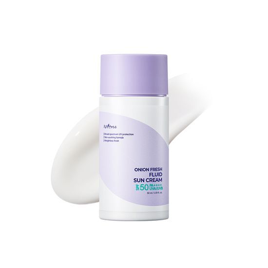 Isntree Onion Fresh Fluid Sunscreen 50ml - lightweight skincare product for sun protection, ideal for K-Beauty enthusiasts.
