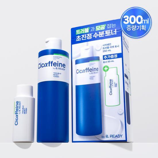 250ml Biready Caffeine Trouble Reset Toner with bonus 50ml, K-Beauty skincare product designed to refresh and balance skin.