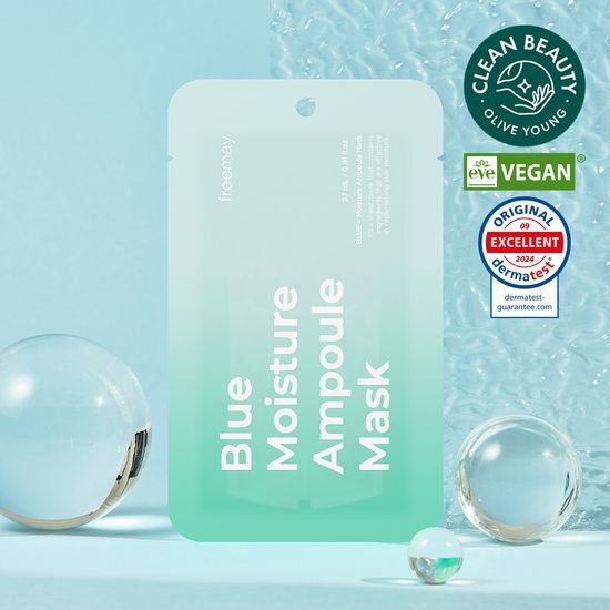 Prime A Blue Moisture Ampoule Mask - Hydrating skincare mask sheet for a radiant complexion, part of the K-Beauty collection by PRETTY FREAK.