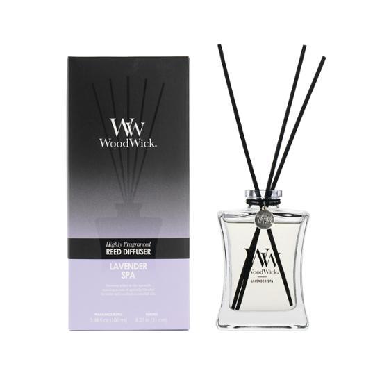 Woodwick Signature Diffuser in Lavender Spa scent, 100ml - a calming fragrance for personal care.