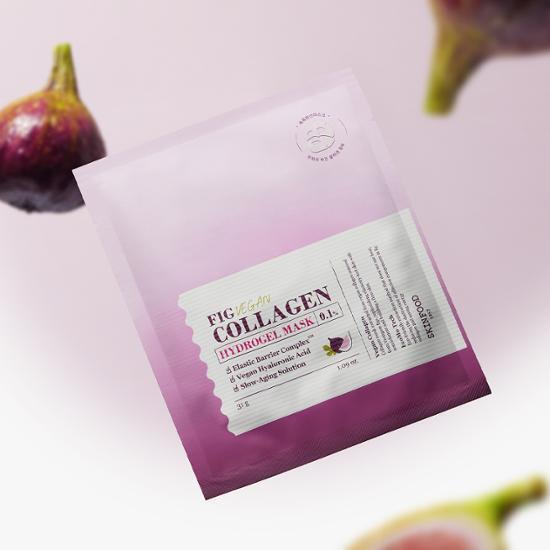 Skin Food Fig Vegan Collagen Hydrogel Mask - Hydrating skincare mask sheet with fig extract, perfect for rejuvenating and nourishing the skin. K-Beauty essential.