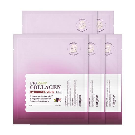 Skin Food Fig Vegan Collagen Hydrogel Mask - 5 sheets, K-Beauty skincare product for hydration and rejuvenation.