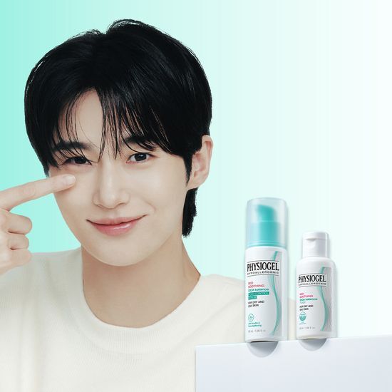 Physiogel Red Soothing Cica Balance Pore Control Serum and Toner Set, 50ml each, designed for skincare enthusiasts seeking K-Beauty solutions for pore control and soothing effects.