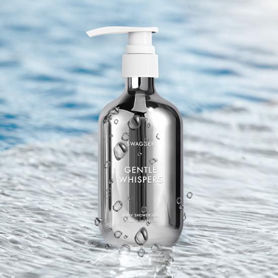 Swagger Gentle Whispers Body Shower Gel 480ml for men, featuring K-Beauty formulation for effective body cleansing.