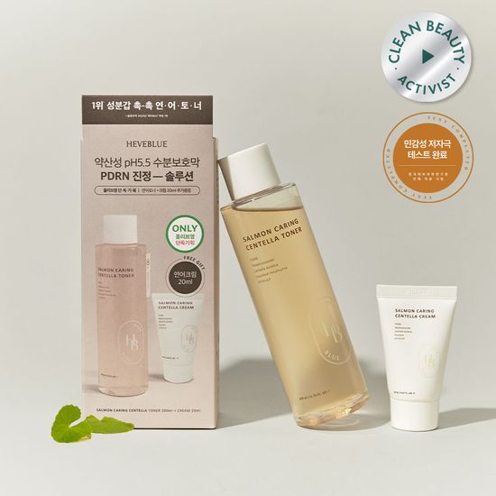 Hevblue Salmon Caring Centella Toner 200ml (+Centella Cream 20ml)