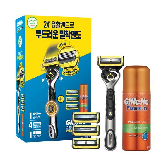 Gillette ProShield Yellow Power Set (Handle + 4 Blades + Mini Gel)