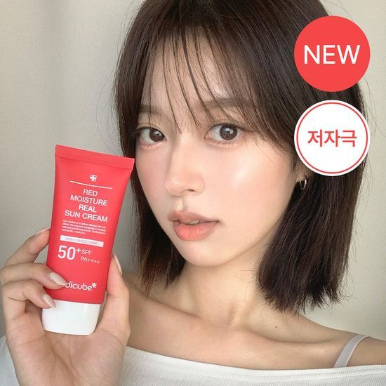 Image of MediCube Red Hydrating Soothing Sunscreen 50ml, a K-Beauty skincare product designed for sun care, featuring a sleek packaging that highlights its hydrating and soothing benefits.
