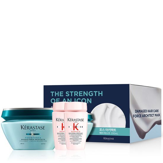 Kérastase Force Architecte Mask 200ml for hair care, designed to strengthen and nourish damaged hair, featuring sleek packaging.