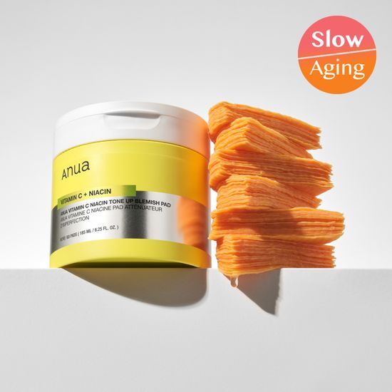 Anua Vitamin C Niacin Tone-Up Spot Pad - 60 sheets of K-Beauty skincare for brightening and toning.