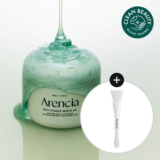 Arencia Cool Tone Holy Hyssop Serum 30 50g Set with spatula pack brush, featuring K-Beauty skincare essentials.