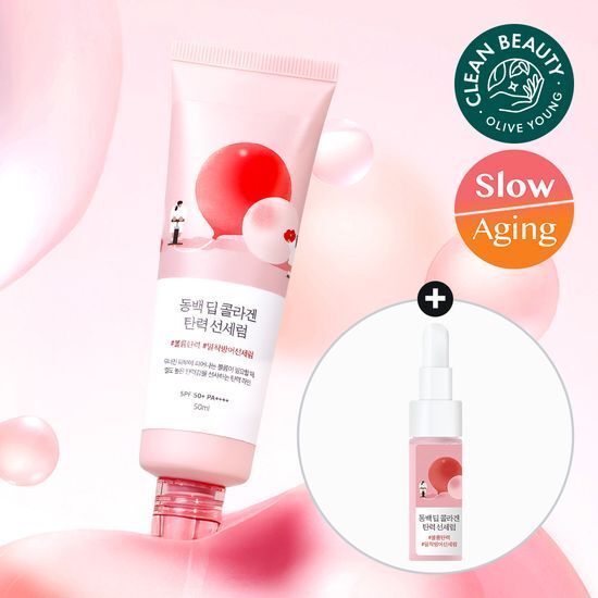 Round Lab Camellia Deep Collagen Elasticity Serum 50ml with an additional 7ml, designed for skincare enhancement, featuring K-Beauty ingredients for improved skin elasticity.