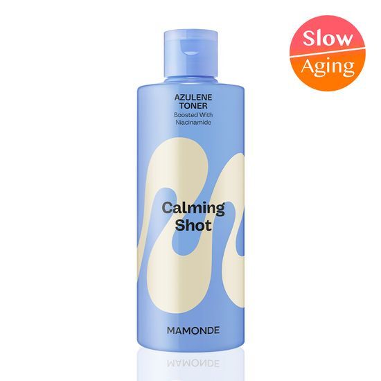 Alt text: Mamonde Calming Shot Azulene Toner 300ml bottle, a soothing skincare product from K-Beauty, designed to calm and hydrate the skin.