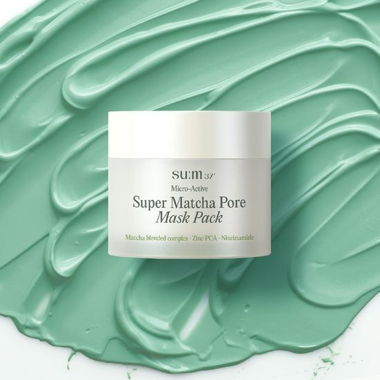 SU:M37 Microactive Super Matcha Pore Mask 100ml - K-Beauty skincare product for pore refinement and hydration.