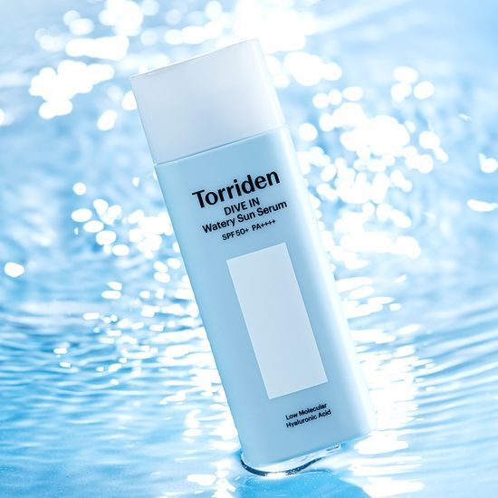 Tube of Torriden Dive-In Watery Fit Sun Serum 50ml, a K-Beauty skincare product for sun care, designed to provide hydration and protection.