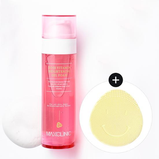 Max Clinic Rose Vitamin Brightening Oil Foam 110g (+Silicone Brush)