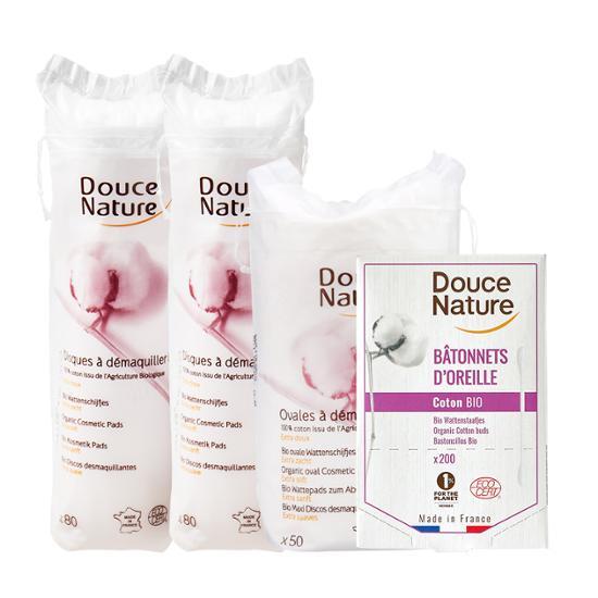 DUSNAUTUR French Organic Cotton Pads and Swabs Set