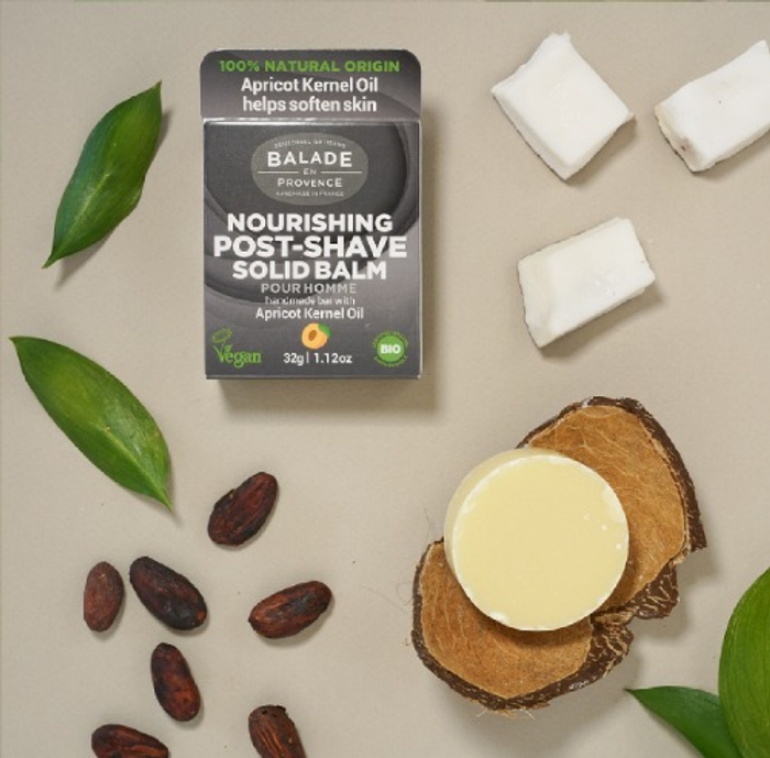 French Handmade Organic Nourishing Post-Shave Solid Balm for Men 32g + Free Aluminum Tin Case by Ballad in Provence - Available at allkpopmag. Price: $36.80.