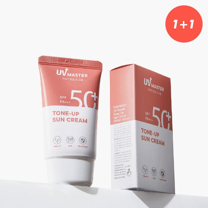 (1+1) UV Master Tone-Up Sunscreen by Tony Moly - Available at allkpopmag. Price: $19.99.