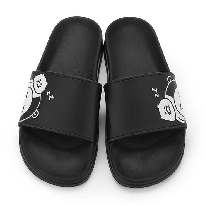 Black & White PU Slippers for Women - Spring & Summer by Kakao Friends - Available at allkpopmag. Price: $37.62.