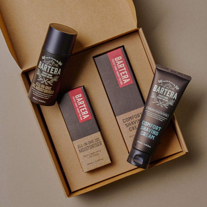 Comfort Shaving Cream + All-in-One Gel Moisturizer Set by Bartera - Available at allkpopmag. Price: $63.80.