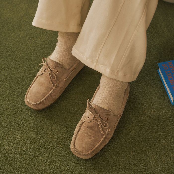 [Exclusive] Real Leather Sheepskin Moccasin Suede Loafers WBFL41540 by Wittia - Available at allkpopmag. Price: $135.10.