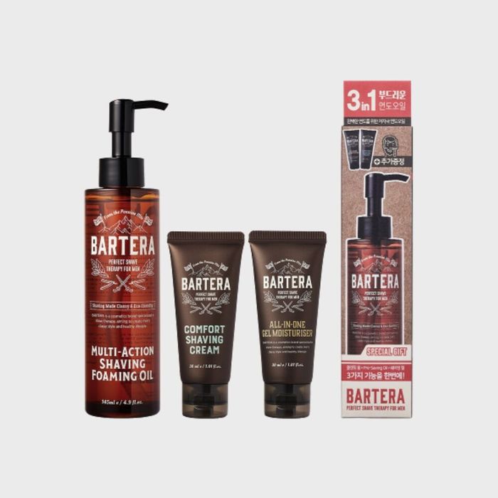 Multi-Action Shaving Foam Oil Gift Set by Bartera - Available at allkpopmag. Price: $28.43.