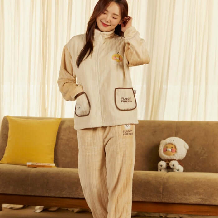 Fluffy Friends Zip-Up Fleece (Women's) _Chunsik by Kakao Friends - Available at allkpopmag. Price: $73.96.