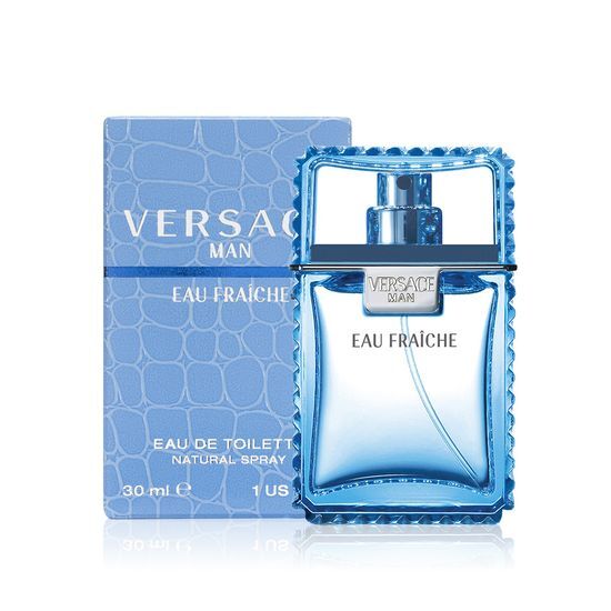 Versace Man Eau Fraîche 30ml fragrance for men, elegantly packaged in a stylish bottle, representing luxury and sophistication in personal care.