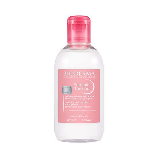 250ml Bioderma Sensibio Toner bottle, a gentle skincare product designed for sensitive skin, featuring K-Beauty formulation.