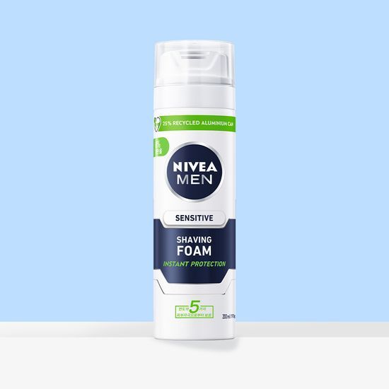 200ml Nivea Men Sensitive Shaving Foam, designed for sensitive skin, part of men's beauty and shaving products.