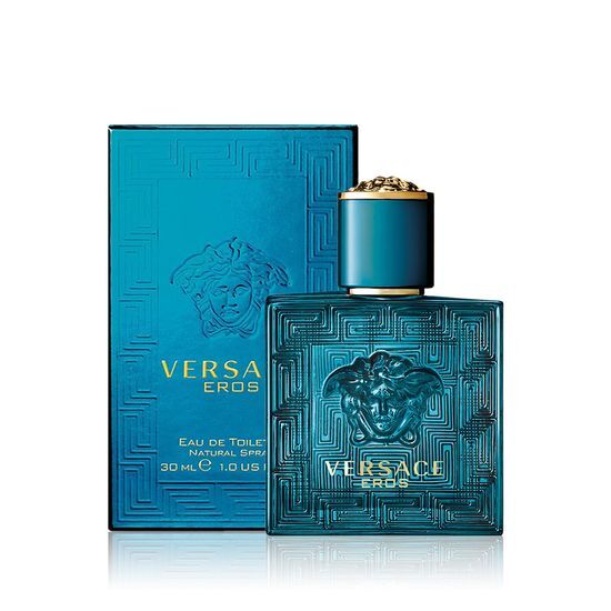 Versace Eros EDT 30ml fragrance for men, showcasing the iconic blue bottle with a bold design, representing luxury and sophistication in men's beauty.