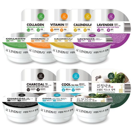 Variety of Lindsay Modeling Masks - 7 unique types for skincare, showcasing K-Beauty essentials.
