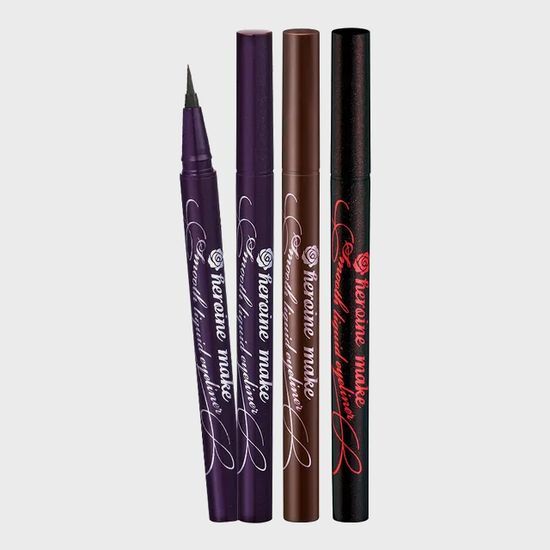 Deep black liquid eyeliner from Kiss Me, featuring a smooth application for long-lasting wear.