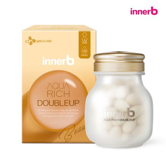 CJ Inner B Aqua Rich Double Up - 56 capsules for a 4-week supply, designed for hydration and wellness.