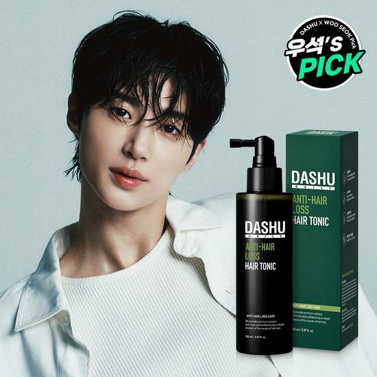 150ml DASHU Anti-Hair Loss Herbal Hair Tonic for men, designed to alleviate hair loss symptoms, featuring K-Beauty styling benefits.