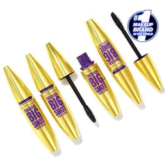 Alt text: Maybelline New York Colossal Big Shot Mascara in bold black packaging, designed for voluminous lashes.