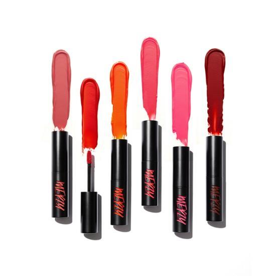 Velvet tint in rich Bloody Mary shade by Mujii, showcasing luxurious texture and vibrant color.