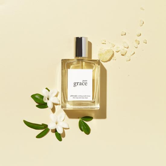 Philosophy Pure Grace Fragrance EDT in 15ml and 60ml bottles, showcasing a fresh and clean scent, perfect for daily wear. Ideal for K-Beauty enthusiasts.
