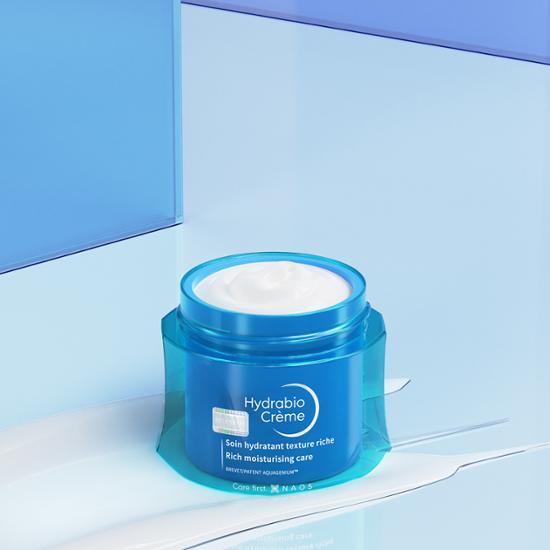 50ml Bioderma Hydrabio Cream for intense hydration, suitable for all skin types, featured in a sleek packaging design.