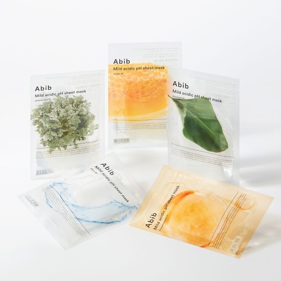 Abib Mildly Acidic pH Sheet Mask Fit featuring Mugwort, Resurrection Plant, Aqua, Glutathione, and Honey - 10 sheets for skincare enthusiasts.
