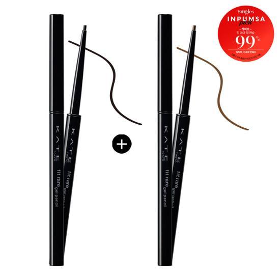 Kate Fit Rare Gel Pencil Double Set in Black - A high-quality gel pencil set for precise and long-lasting eye makeup application.