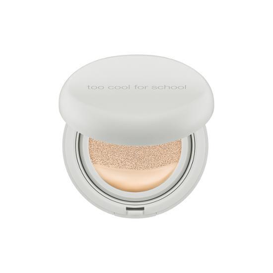 Too Cool For School Fixing Cover Cushion in 2C Petal shade, featuring main product and refill, ideal for flawless skin coverage.
