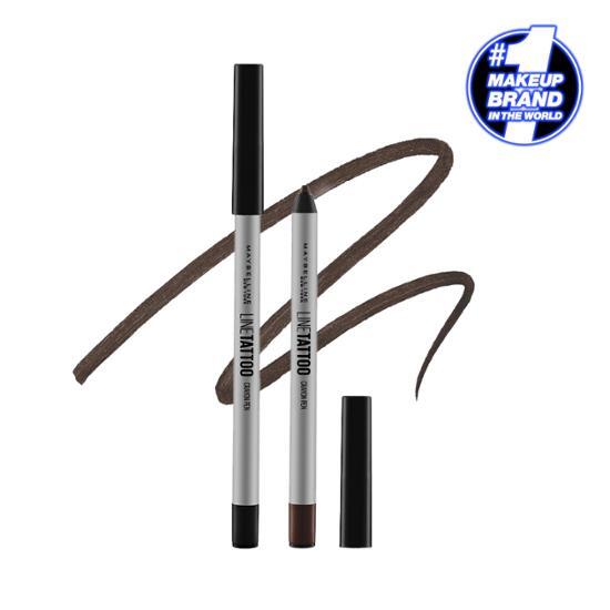 Maybelline New York Line Tattoo Crayon Liner in Dark Brown - easy-to-use eyeliner crayon for precise application.