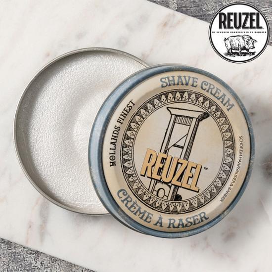 Riozel Shaving Cream 95.8g (3.38oz) - Men's beauty product for a smooth shave, featuring Reuzel branding and K-Beauty formulation.