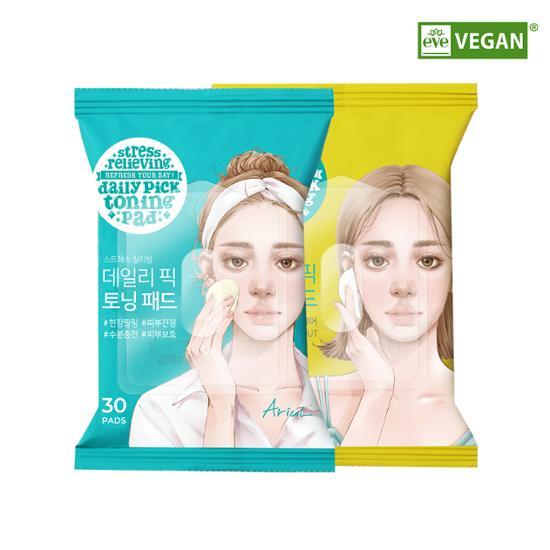 Alt text: Ariel Stress Relieving Daily Pick Pad, a skincare product from Ariul, featuring K-Beauty technology for effective stress relief and skin care.