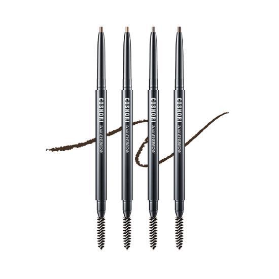 Alt text: Cosnori Slim Eyebrow Pencil in shade 02 Ginger Cookie, showcasing its sleek design and precise tip for effortless eyebrow shaping.