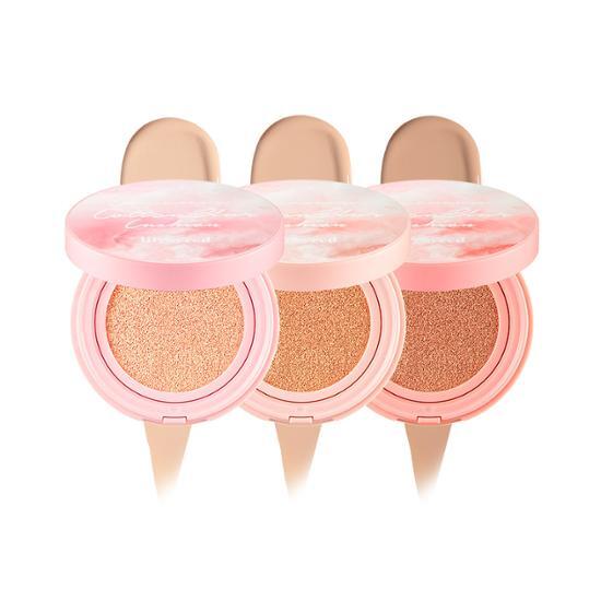 Close-up of Lilybyred Cotton Blur Cushion in size 21, nude color, showcasing its soft texture and lightweight design, available in three colors.